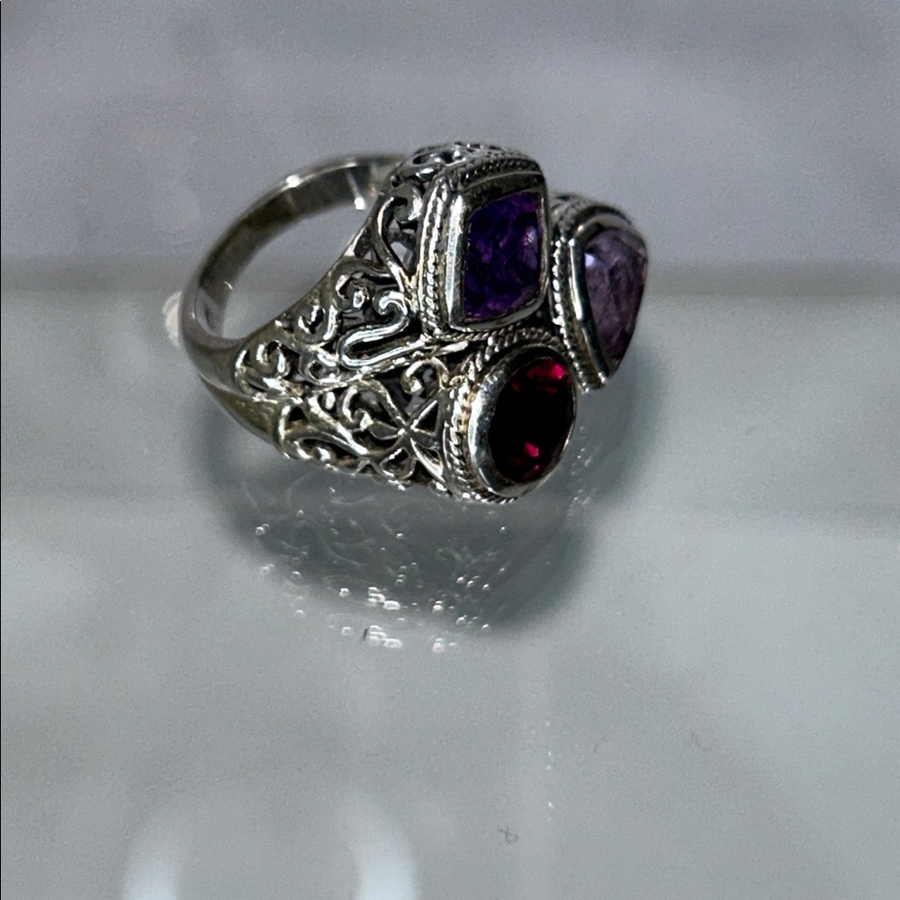 NWOT Samuel B. Genuine Multi Gemstone Sterling Silver Designer Ring Boho - Picture 8 of 8